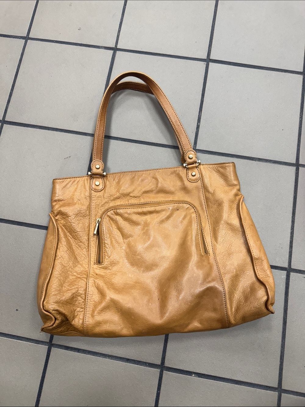 Liz Claiborne Tan Leather Shoulder Tote
